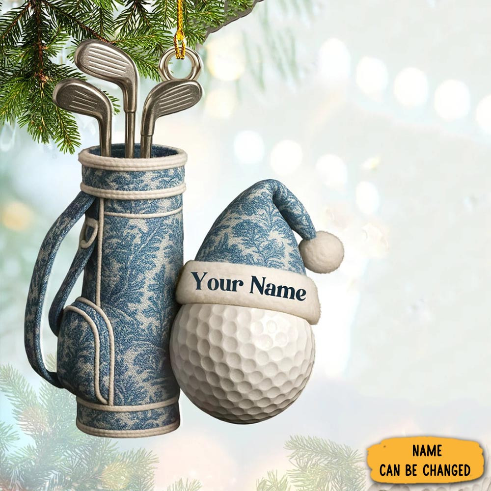 Personalized Toile De Jouy Golf Bag Christmas Ornament Tree Decor Christmas Golf Gifts