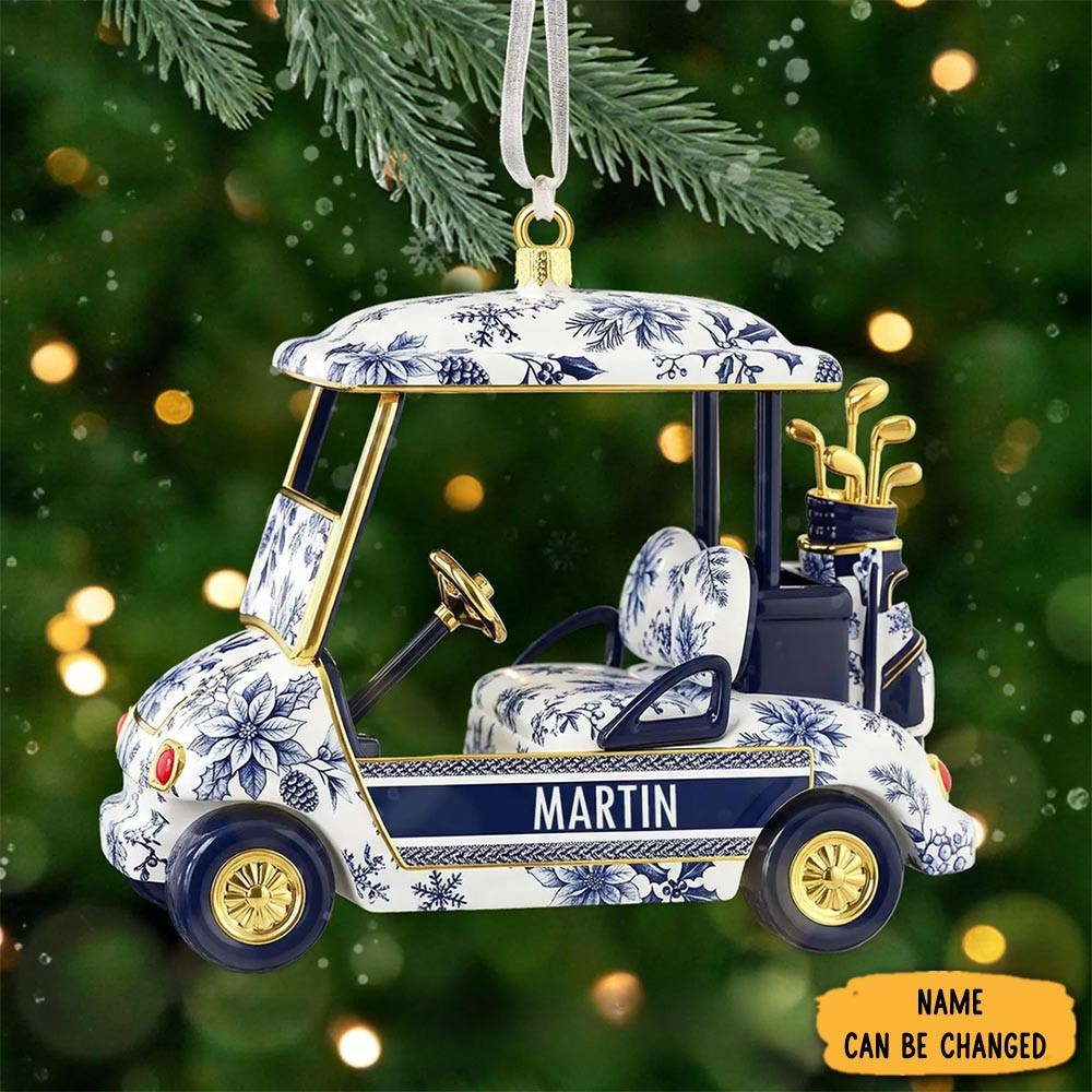 Personalized Toile De Jouy Mini Golf Cart Christmas Ornament Tree Decoration Xmas Gift For Dad