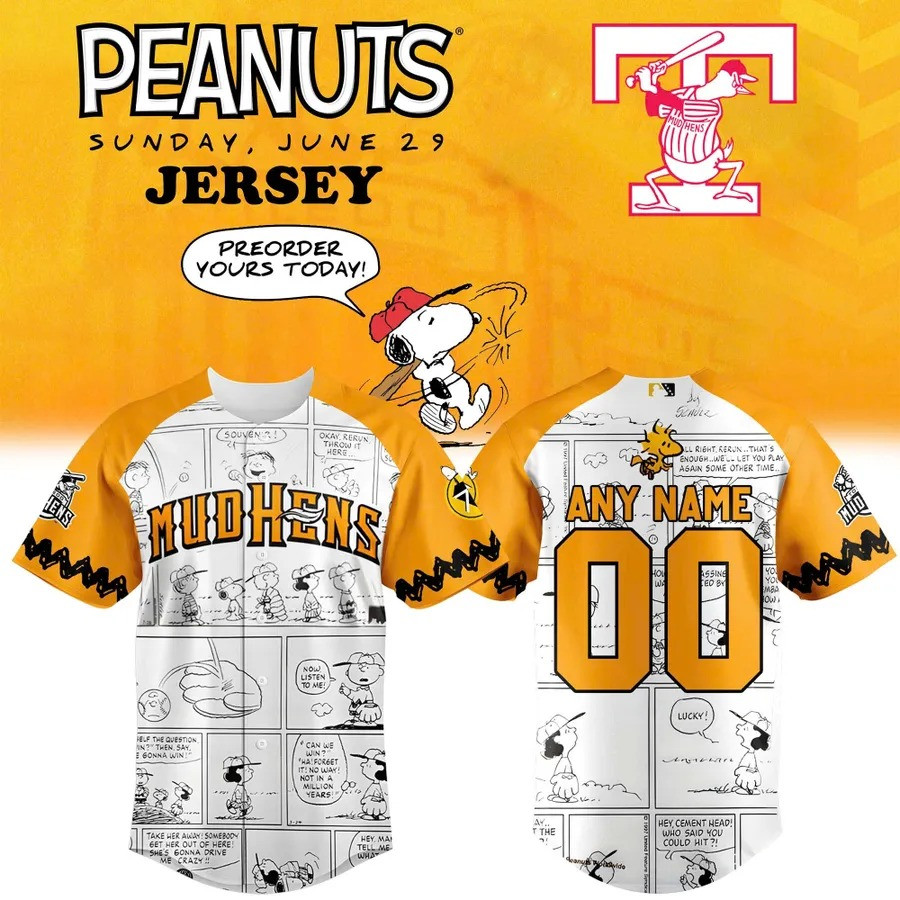 Personalized Toledo Mud Hens Peanuts Baseball Jersey 2025 Best Sport Merch For Peanuts Lovers