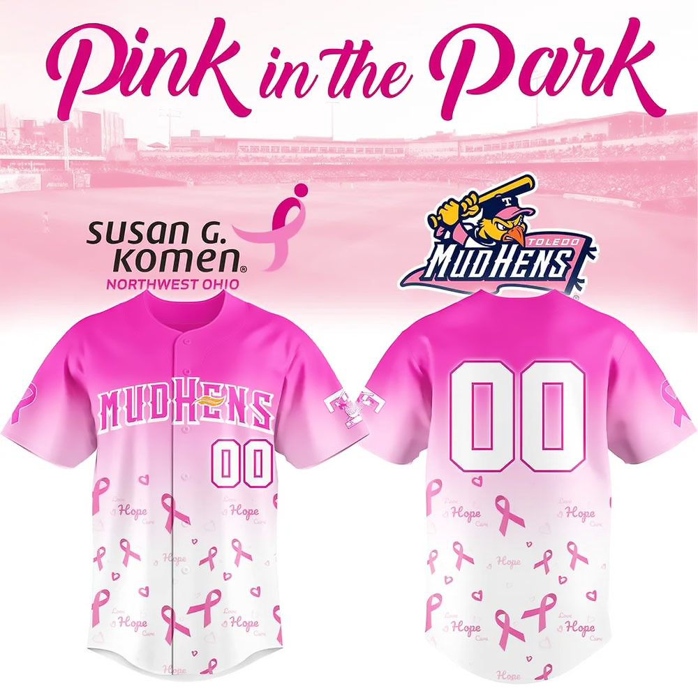 Personalized Toledo Mud Hens Pink in the Park Baseball Jersey Gifts For Mom