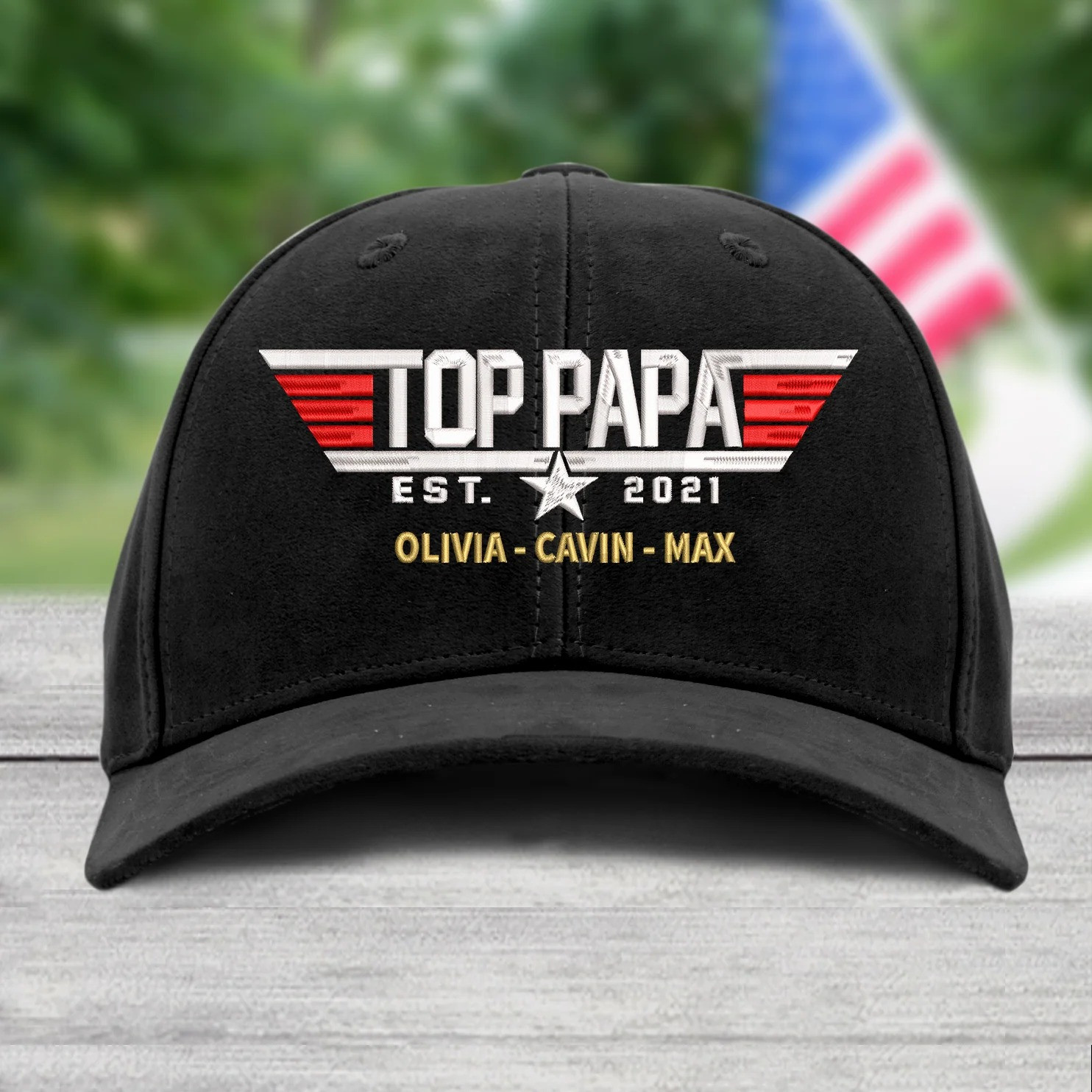 Personalized Top Papa Baseball Hat Est 2021 Family Names Special Fathers Day Gifts