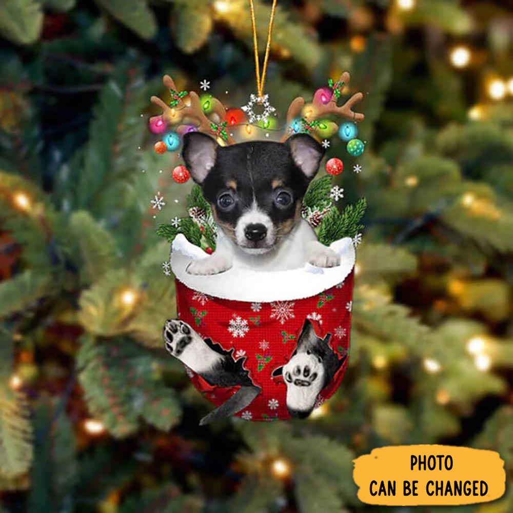 Personalized Toy Fox Terrier In Snow Pocket Christmas Ornament Cozy Christmas Ornament Decoration