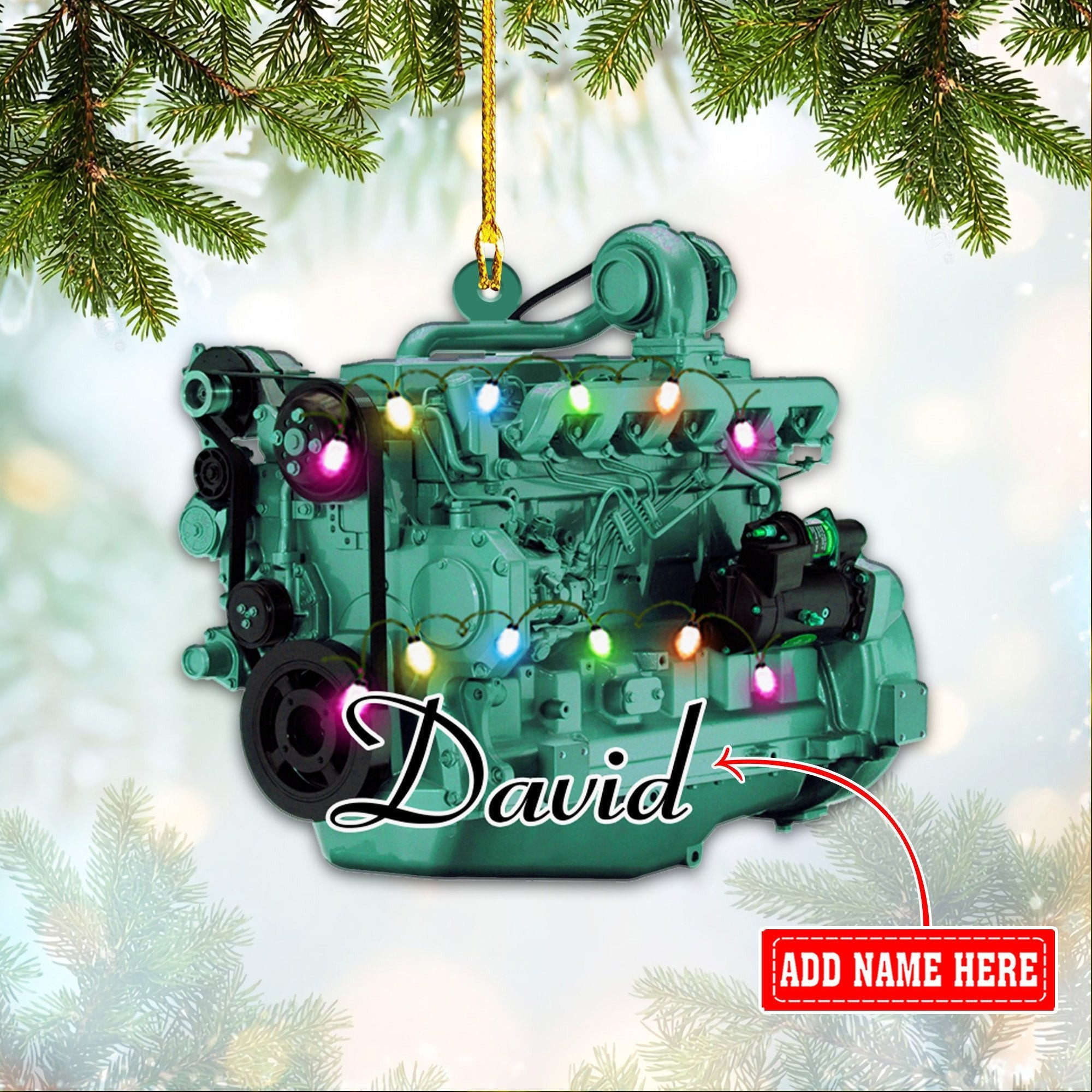 Personalized Tractor Motor Engine Christmas Acrylic Ornaments 2D Flat Ornament