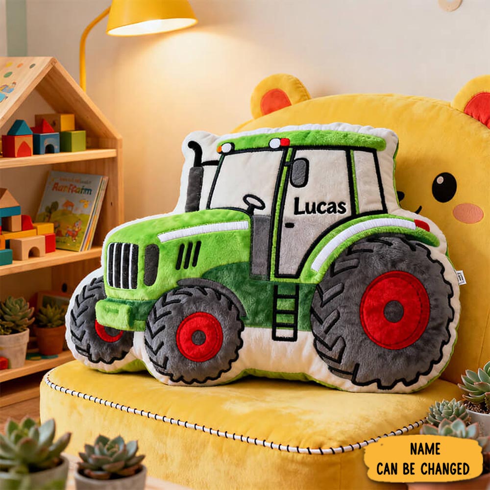 Personalized Tractor Shape Pillow Countryside Themed Home Decor Gifts For Farmers