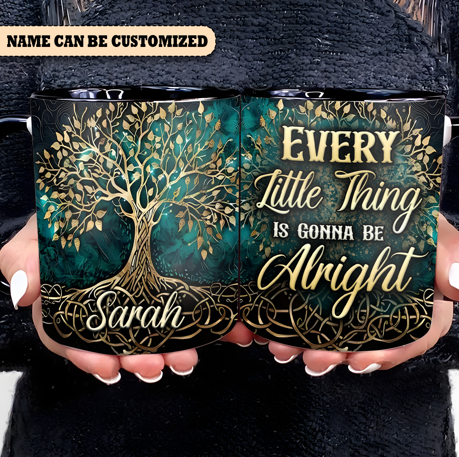 Personalized Tree Of Life Mug Every Little Thing Is Gonna Be Alright Hippie Mug