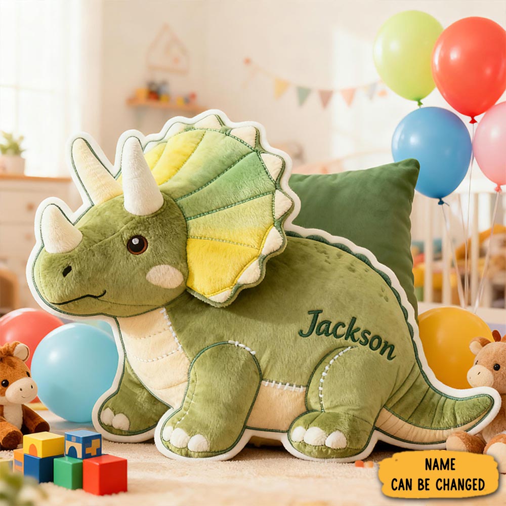 Personalized Triceratops Dinosaur Pillow Home Decor Sofa Accent Gifts For Dinosaur Lovers
