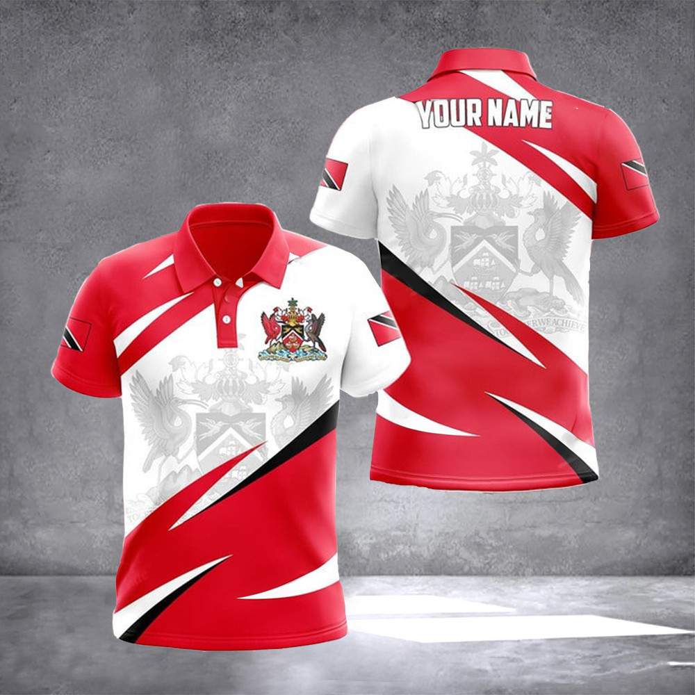 Personalized Trinidad And Tobago Coat Of Arms Polo Shirt Trinidad And Tobago Flag Crest