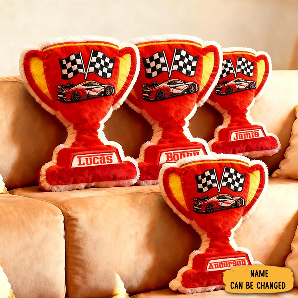 Personalized Trophy Throw Pillow Couch Pillows Unique Gift For Racing Lovers