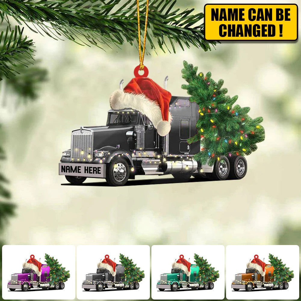 Personalized Truck Merry Tree Christmas Ornament for Truck Driver Flat Acrylic Ornament for Dad