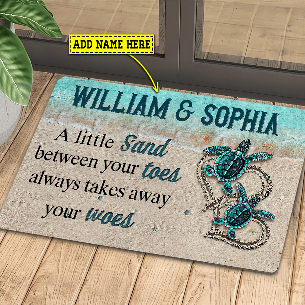 Personalized Turtle Doormat A Little Sand Between Your Toes Gift For Turtle Lovers New Home Gift Housewarming Gift Turtle Decor