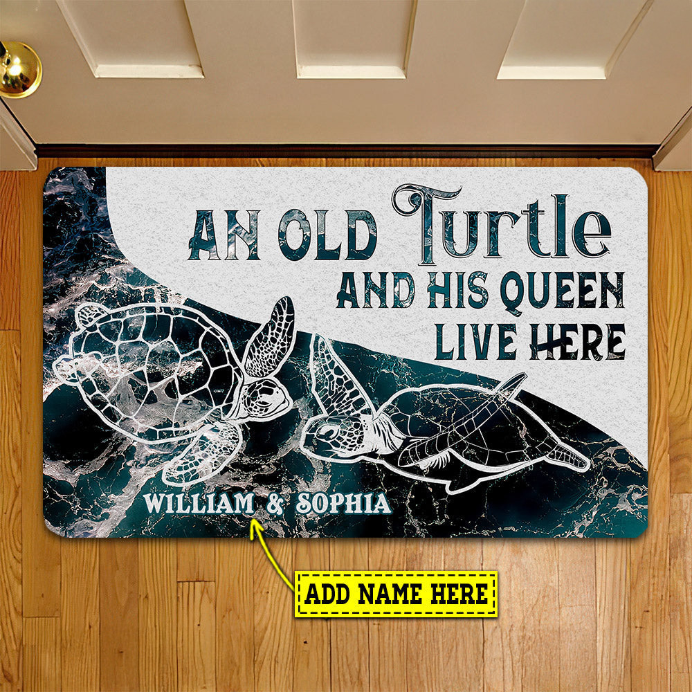 Personalized Turtle Doormat An Old Turtle His Queen Live Here Gift For Turtle Lovers New Home Gift Housewarming Gift Turtle Decor