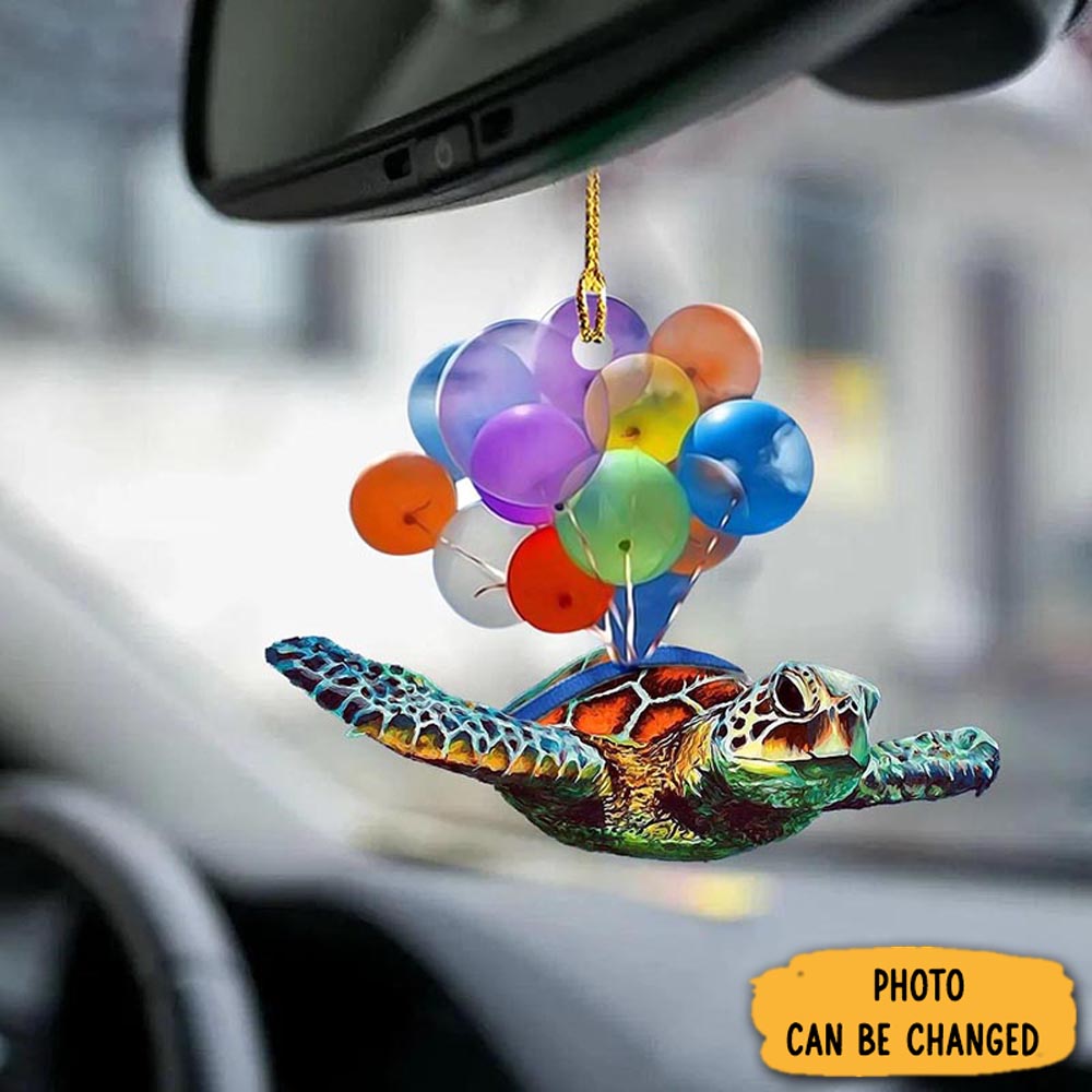 Personalized Turtle Fly With Bubbles Car Hanging Ornament Joyful Home Ornament Decor
