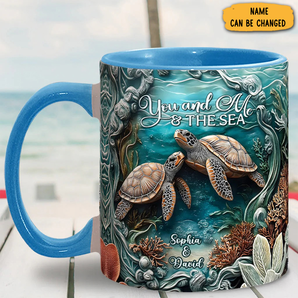 Personalized Turtle You And Me And The Sea Mug Drinking Cup Gifts For Turtle Lover