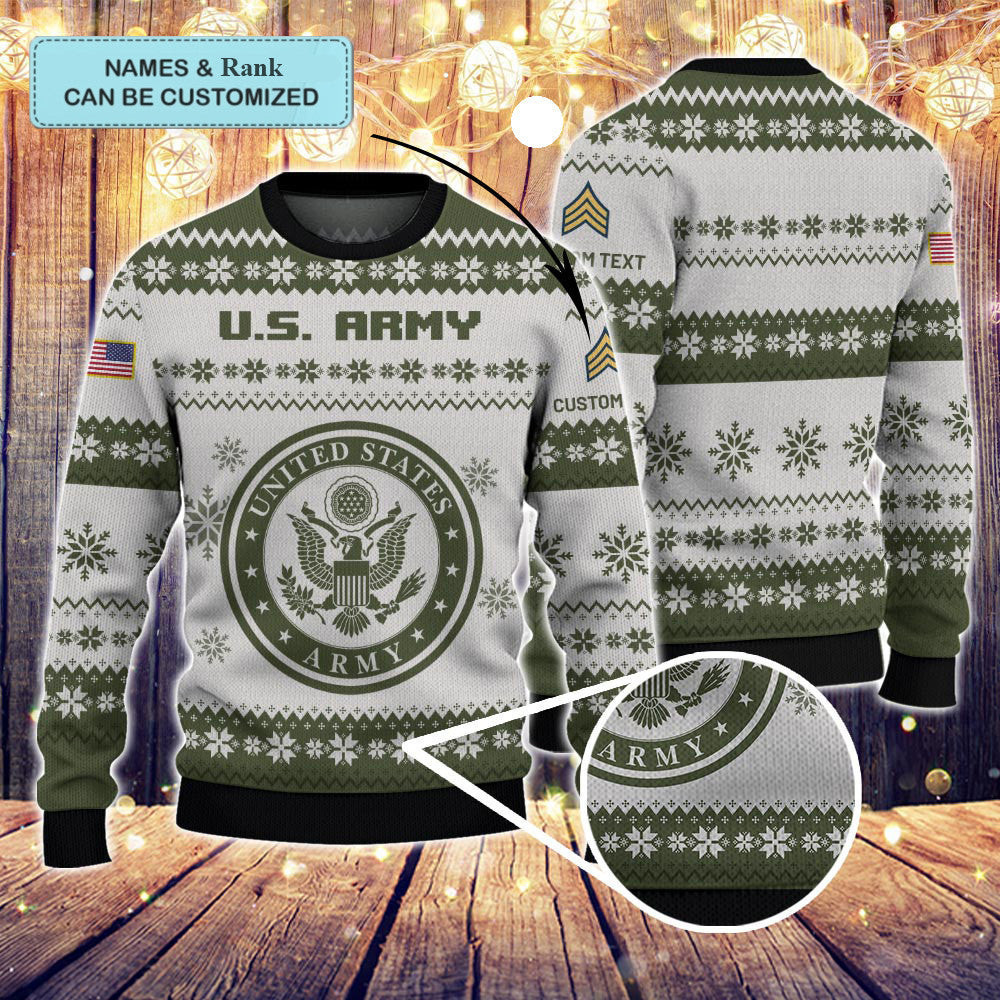 Personalized U.S Army Veteran Ugly Christmas Sweater Gifts For Military Army Veterans
