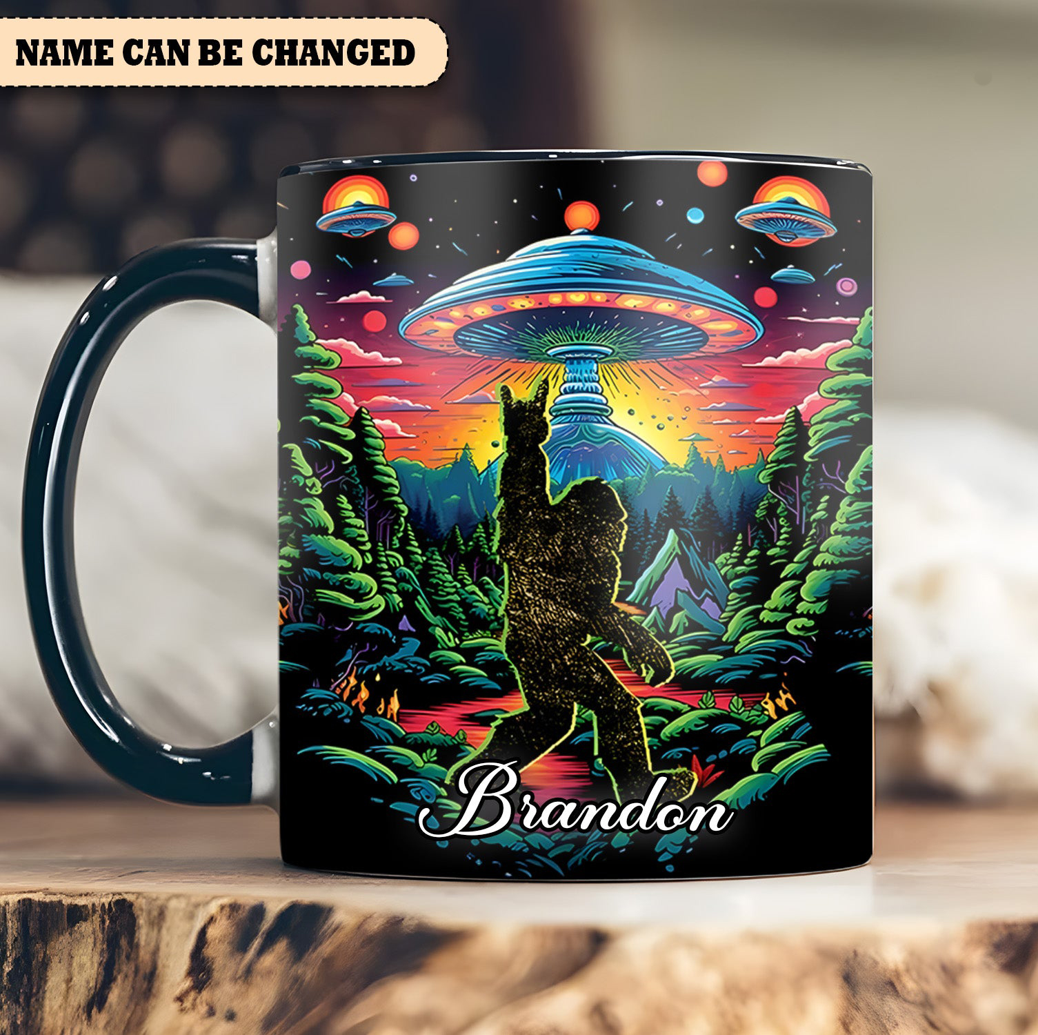 Personalized Ufo Bigfoot Mug Cosmic Squatch Novelty Mug Unique Presents Ideas