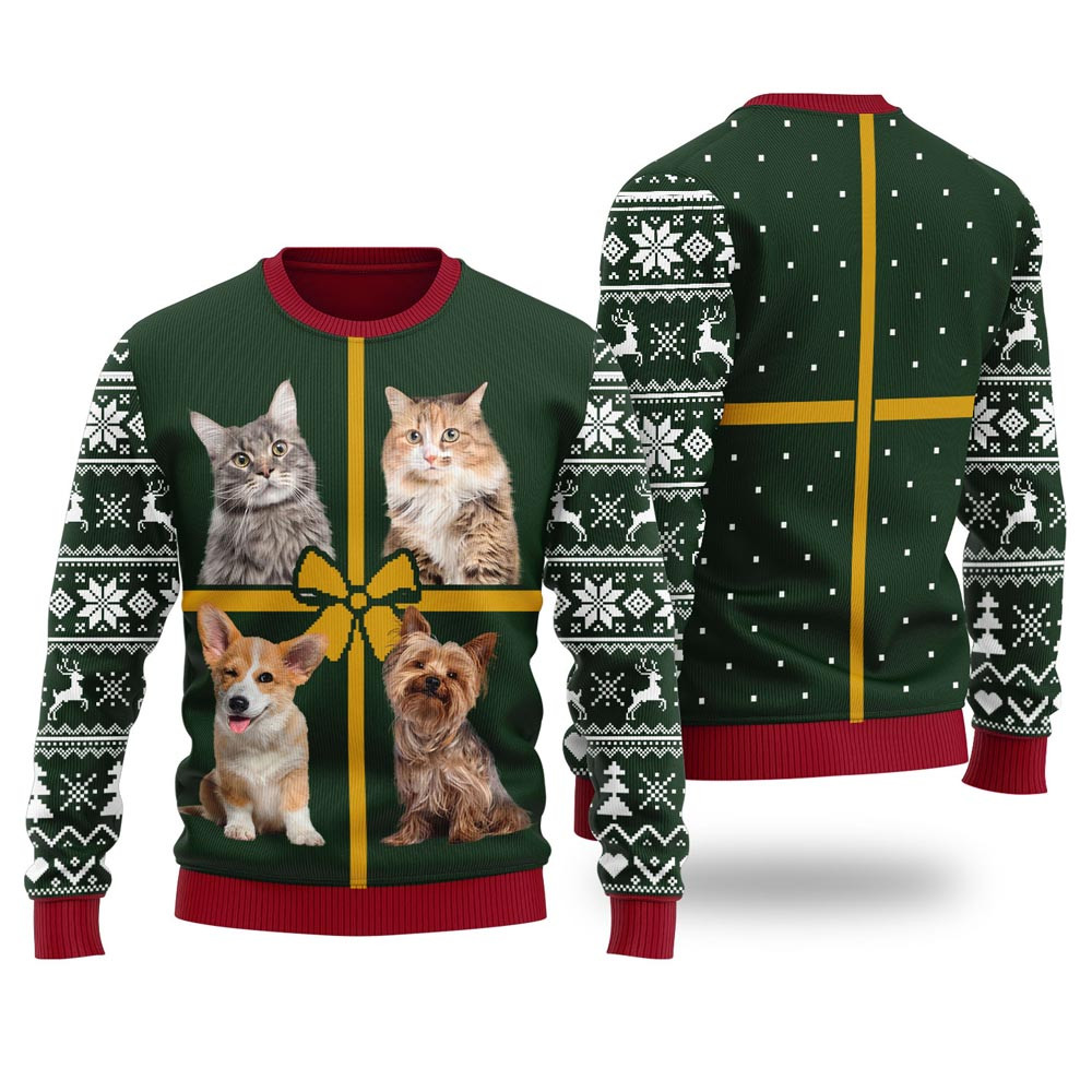 Personalized Ugly Christmas Sweater With Multiple Pets For Women Funny Christmas Sweaters