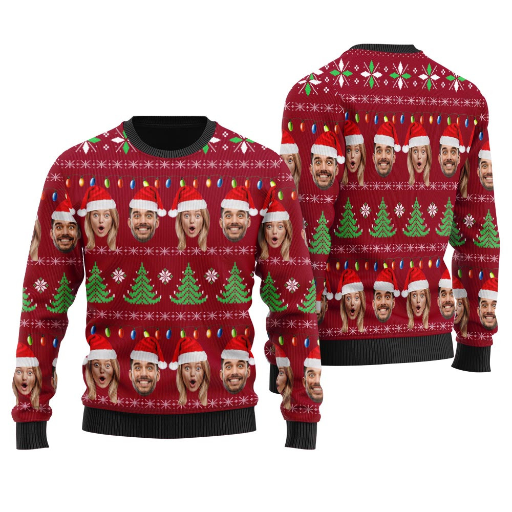 Personalized Ugly Sweater Couple Faces For Women Holiday Sweaters For Men