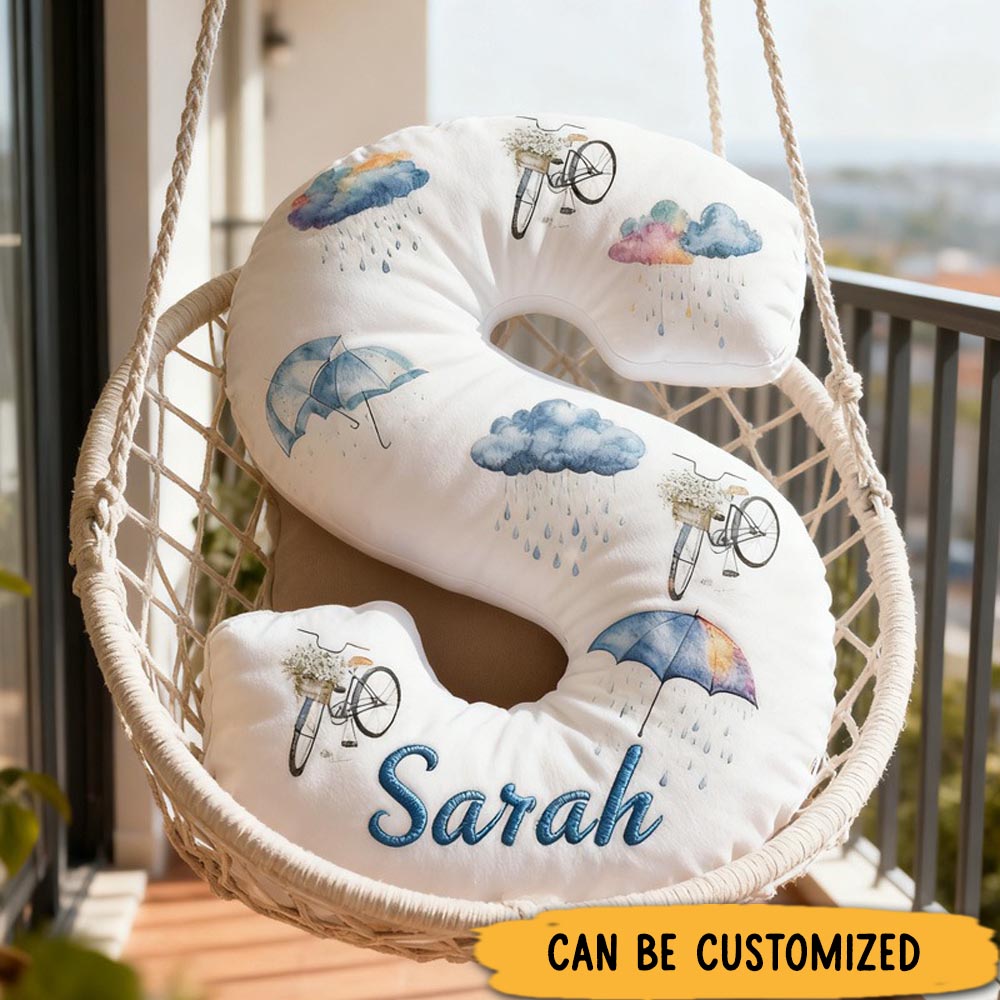 Personalized Umbralla Cycling Letter Pillow Graphic 3D Print Funny Letter Pillow Name Pillow Comfortable Travel Cushion for Riders Riding Lovers