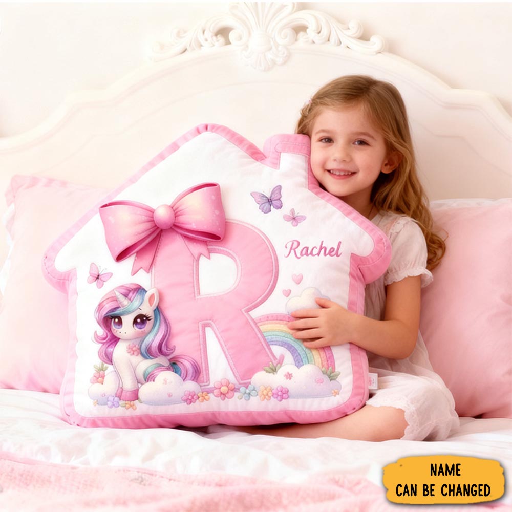 Personalized Unicorn Pillow Pink House Pillow Bedroom Decor Pillow Gifts For Baby
