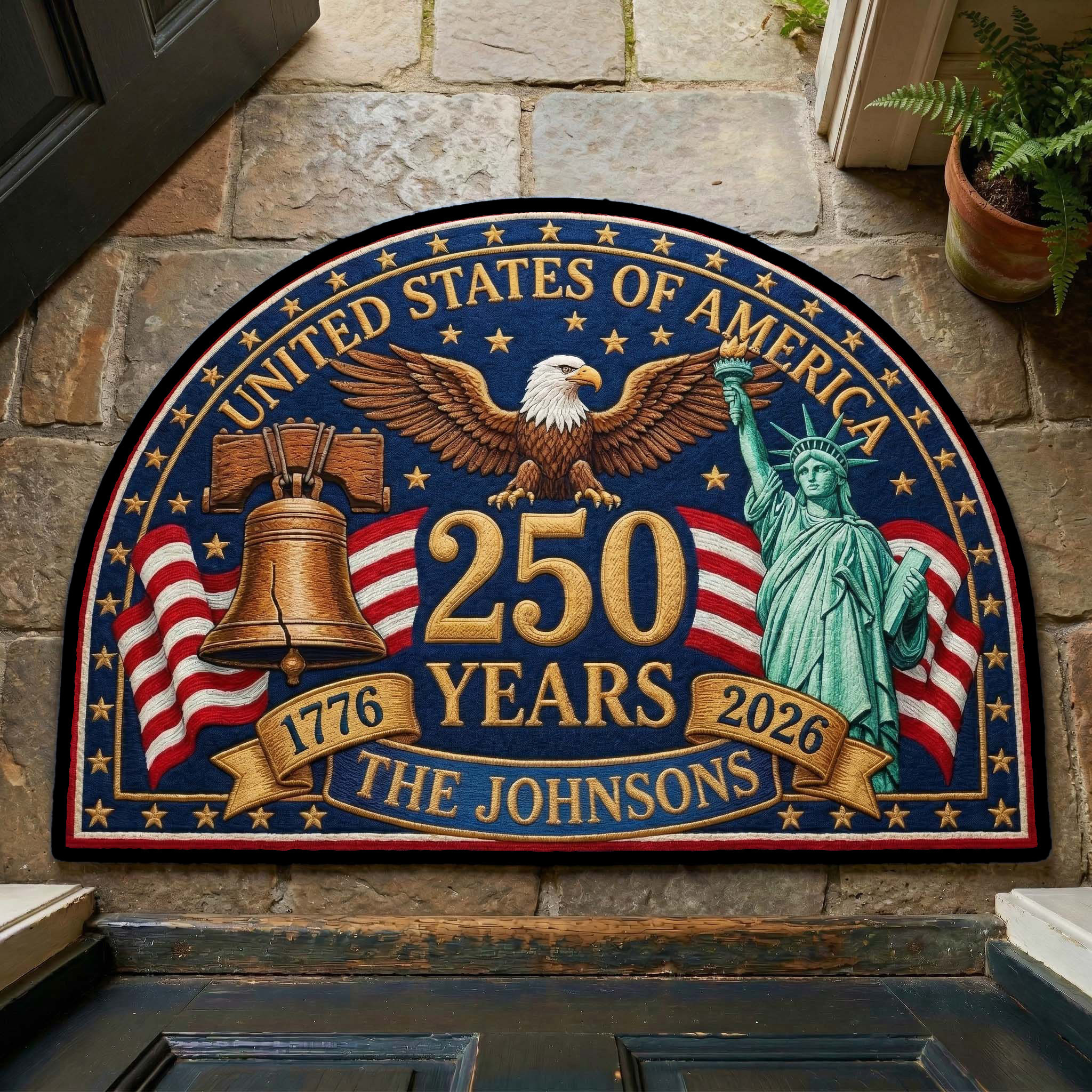 Personalized United States Of America Welcome Mat Independence Day Merch Gift For Mom