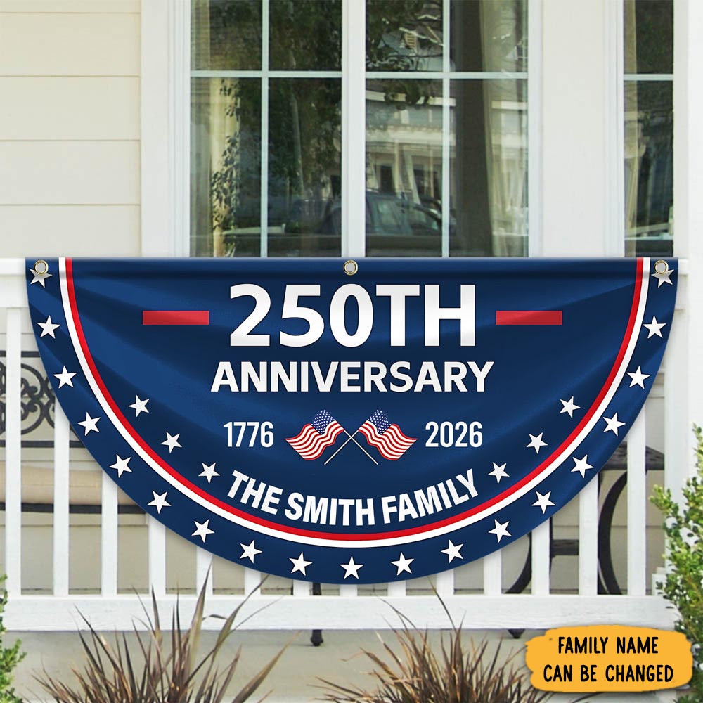 Personalized US 250th Anniversary 1776 2026 Fan Flag July 4th Fan Flag