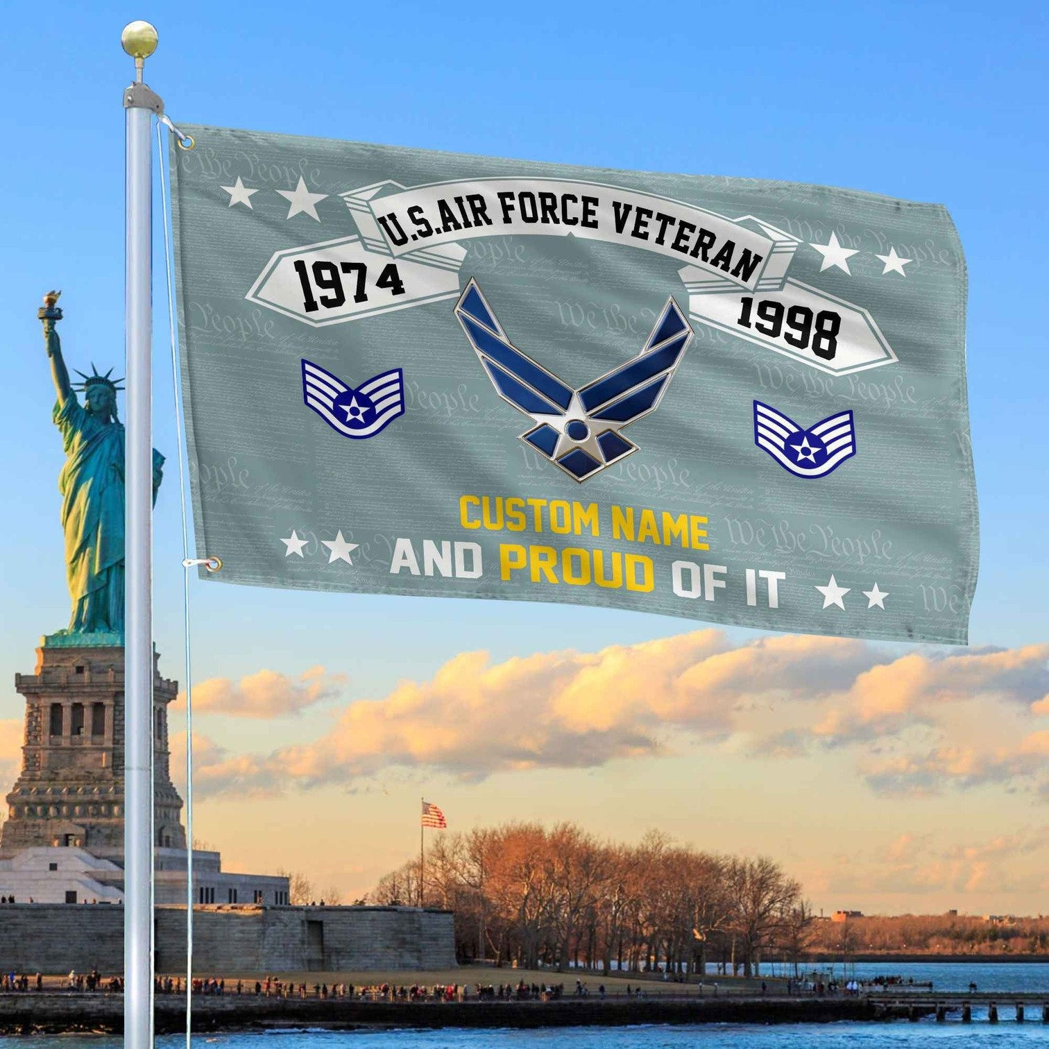 Personalized US Air Force Veteran And Proud Of It Flag We The People Flag Gifts For Air Force