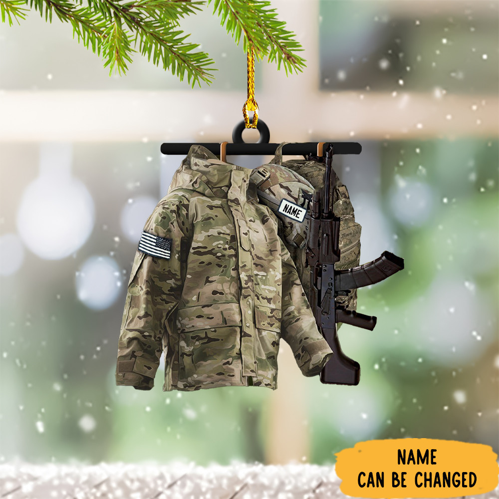 Personalized US Army Camo Uniform Christmas Ornament Military Army Gifts For Him