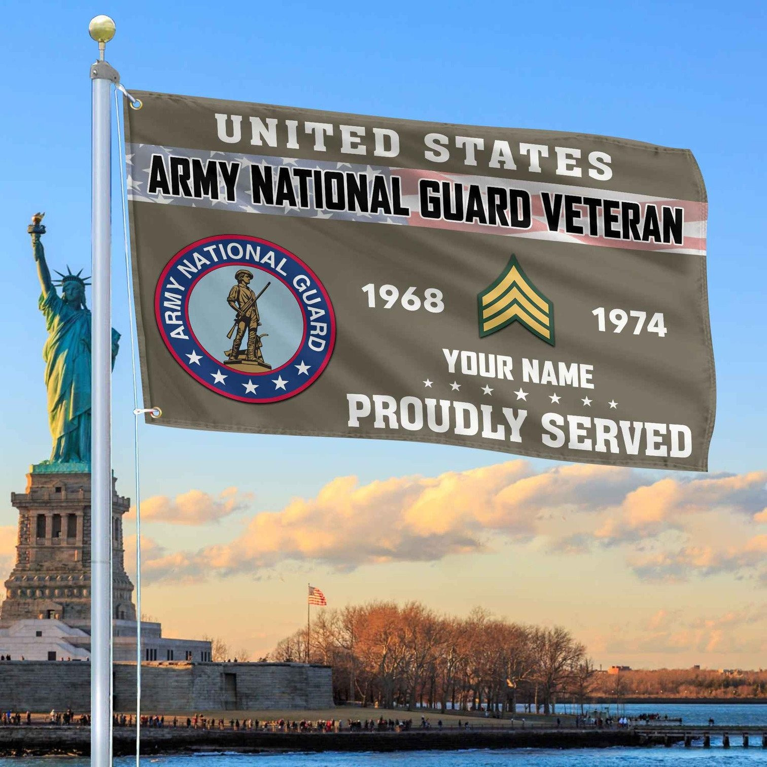 Personalized US Army National Guard Proud Served Flag Patriotic Flag Gifts For Military