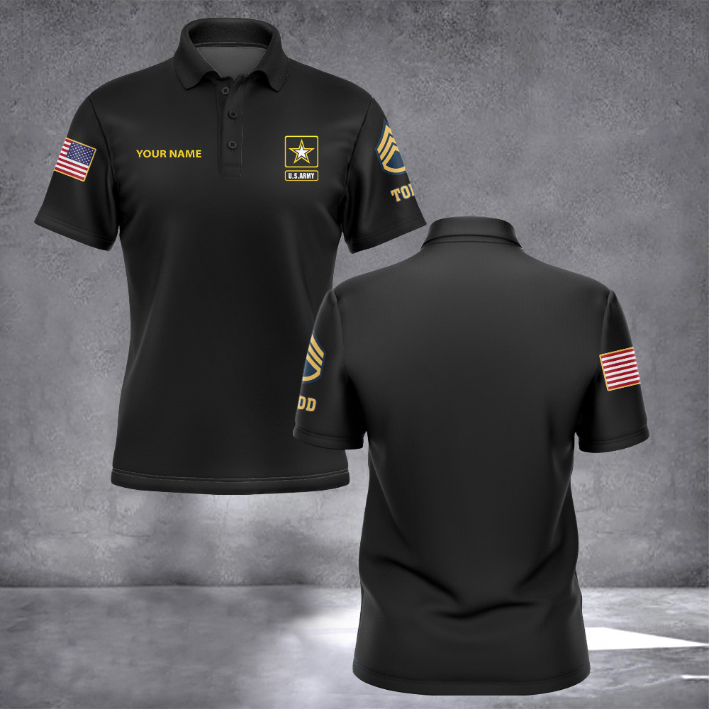 Personalized US Army Polo Shirt Pride Military Patriotic Golf Polos Gifts For Army