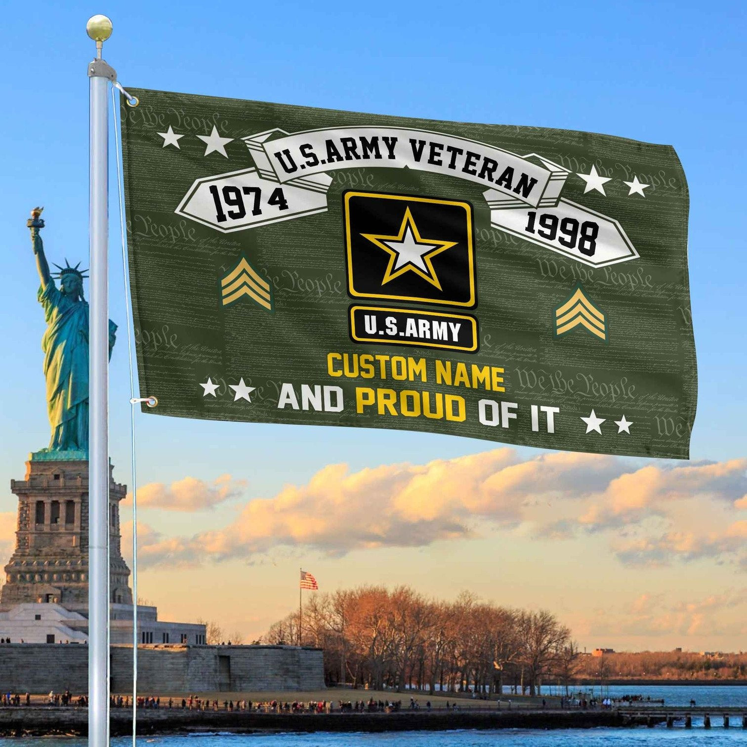 Personalized US Army Veteran And Proud Of It Flag We The People Flag Gifts For Army