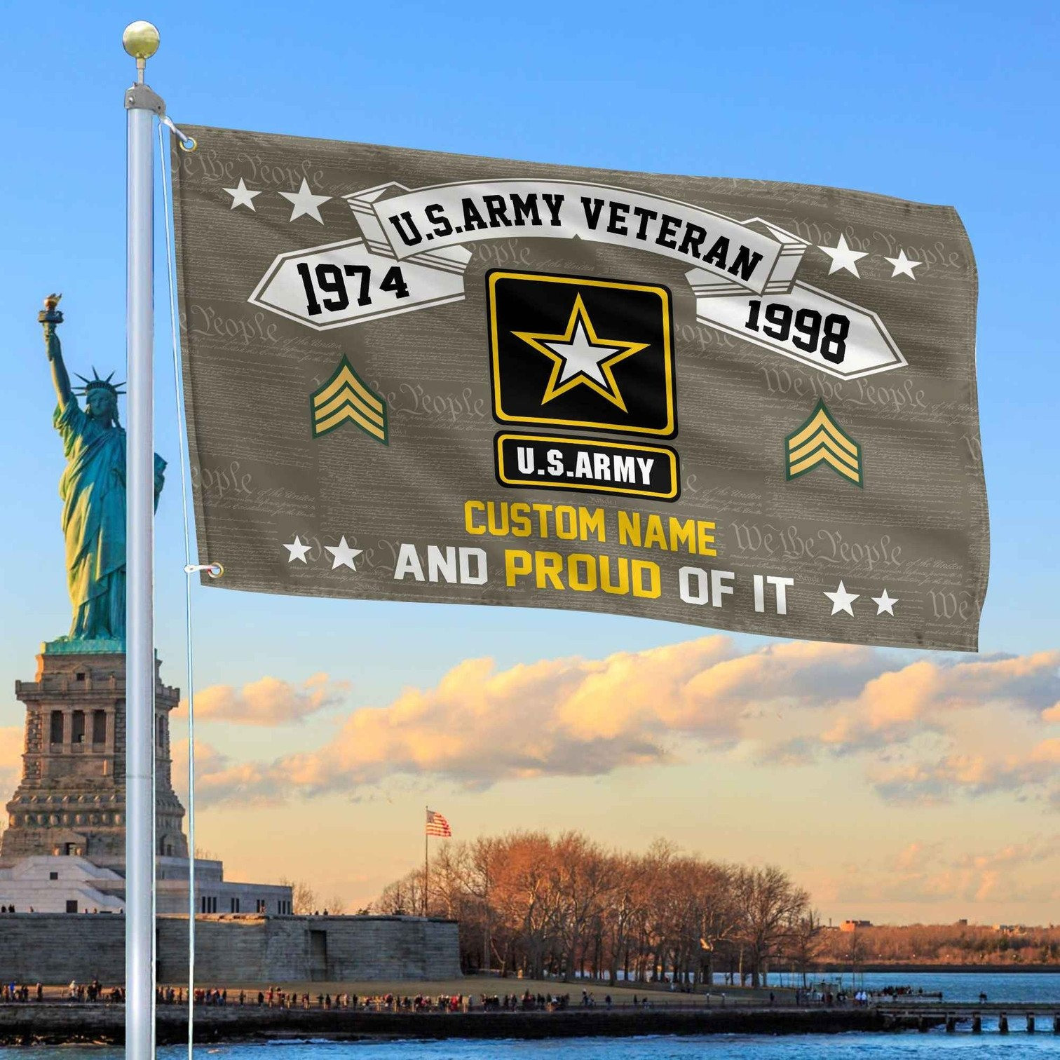 Personalized US Army Veteran And Proud Of It Flag We The People Flag Patriotic Decor
