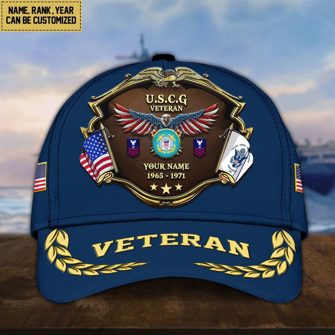 Personalized US Coast Guard Cap Proudly Served Gift For Army on Veterans Day