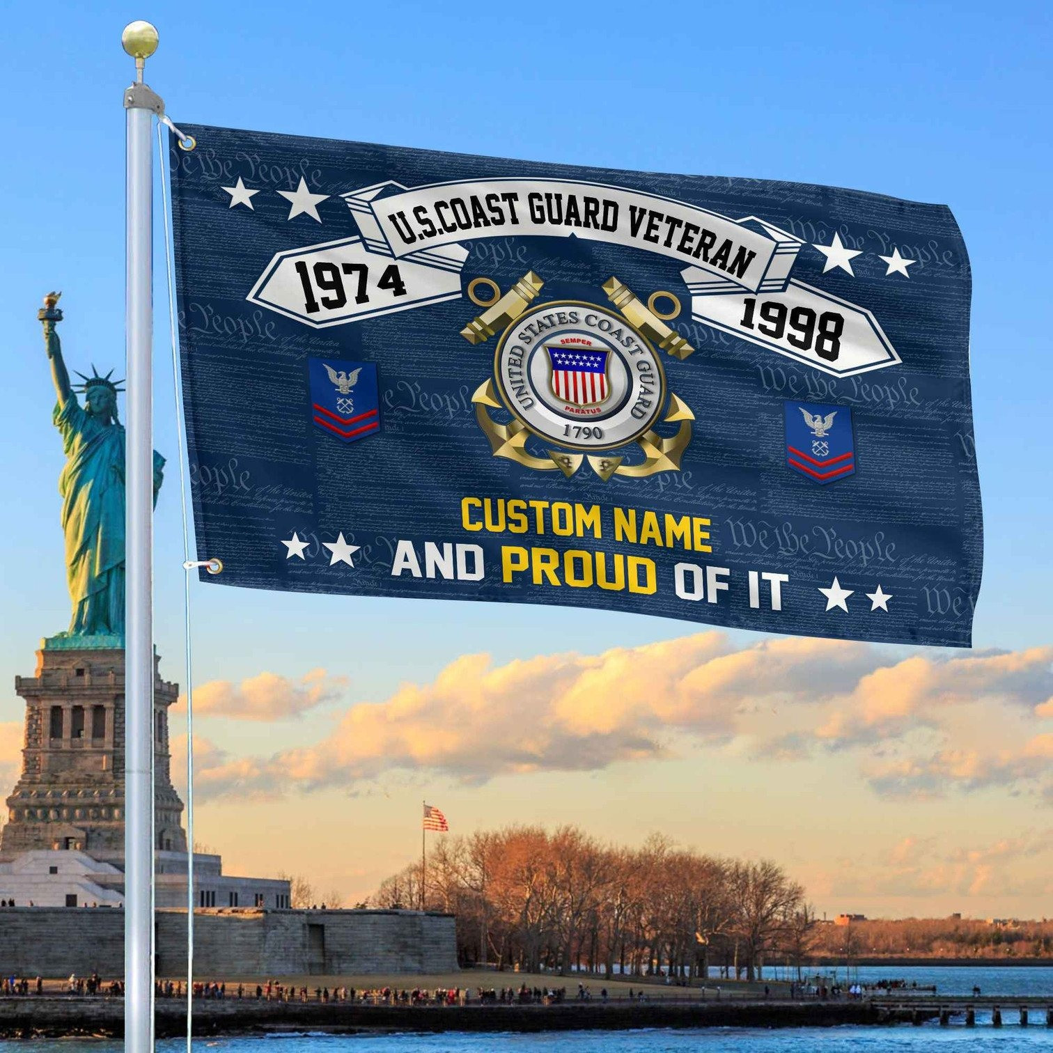 Personalized US Coast Guard Veteran And Proud Of It Flag We The People Flag Gifts For Coast Guard