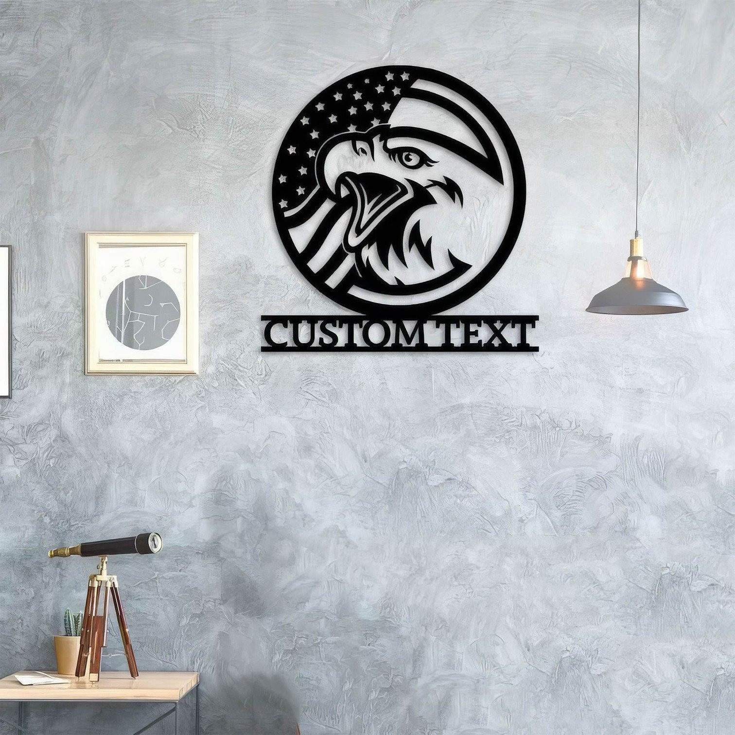 Personalized US Eagle American Flag Metal Sign Patriotic Decor Veterans Gifts