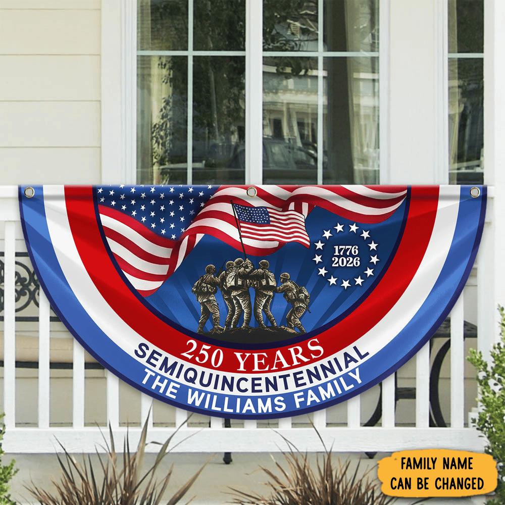 Personalized US Flag USA 250th Anniversary Semiquincentennial Fan Flag America's Birthday Gifts