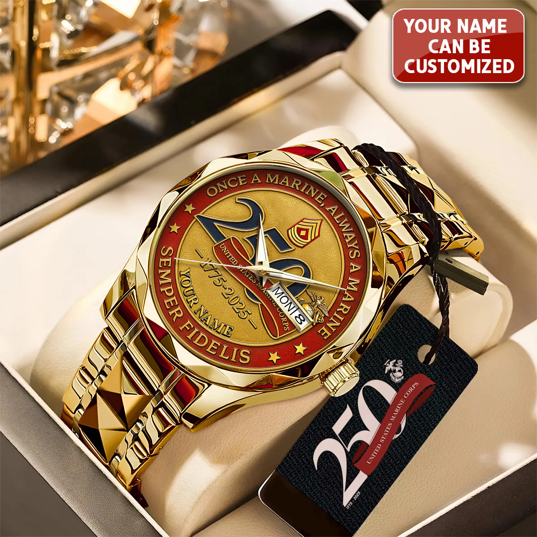 Personalized US Marine Corps 250th Anniversary Watch Semper Fidelis USMC Watch Military Gifts