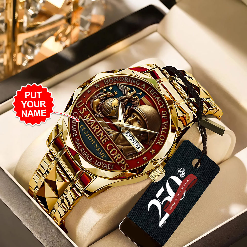 Personalized US Marine Corps 250th Anniversary Watch USMC Watch Marines Graduation Gifts