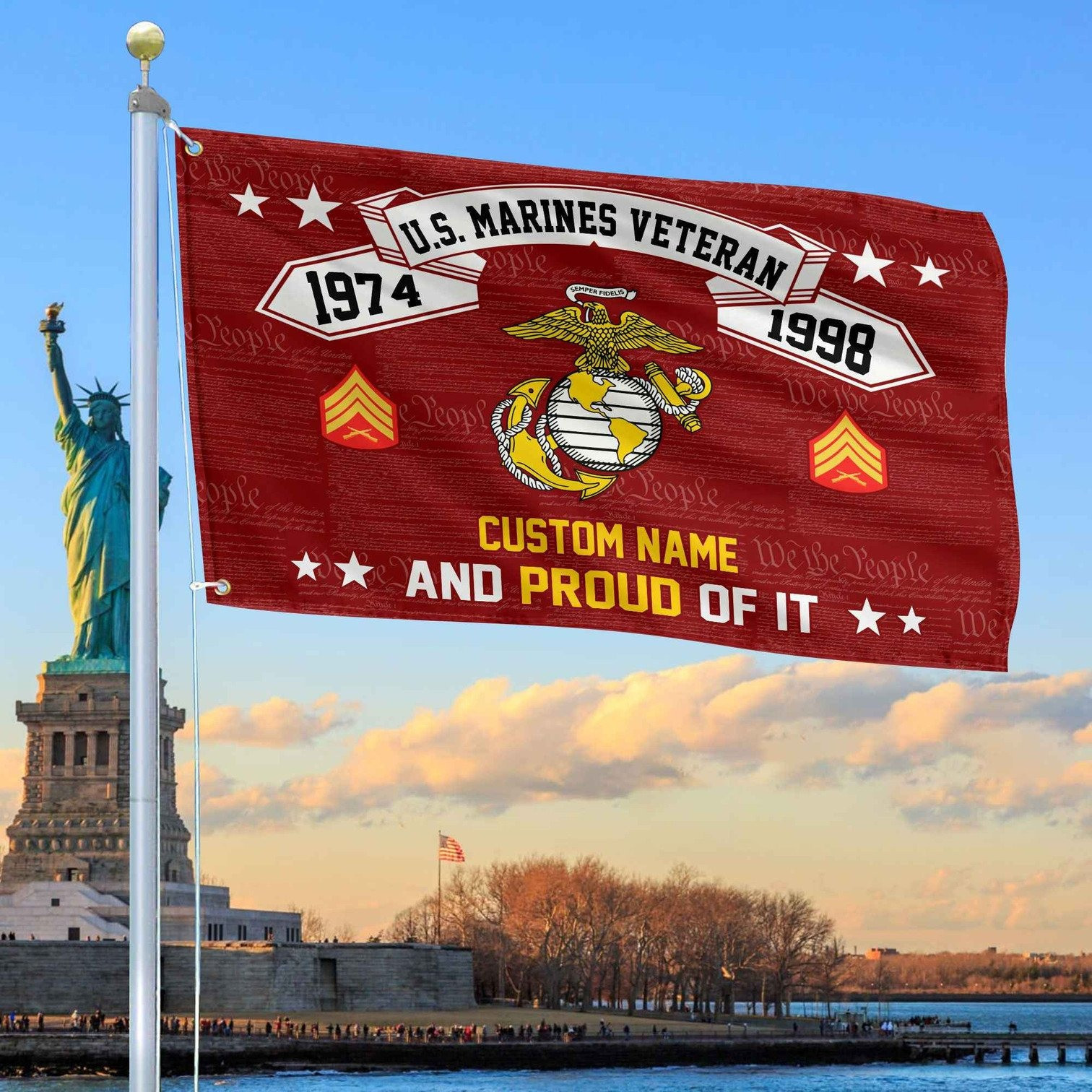 Personalized US Marine Veteran And Proud Of It Flag We The People Flag Gifts For Marines