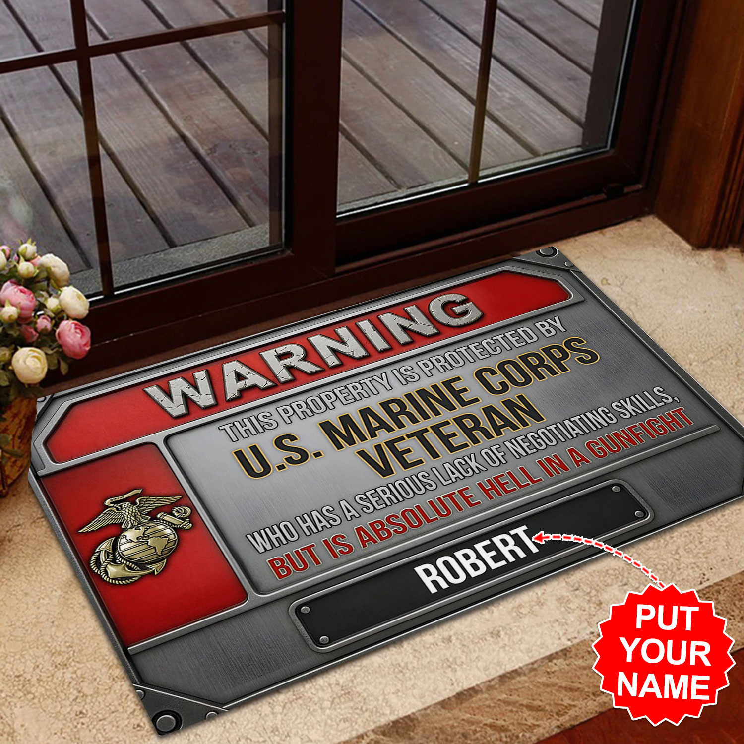 Personalized US Marines 250th Anniversary Door Mat Home Decor Veteran Dad Gifts