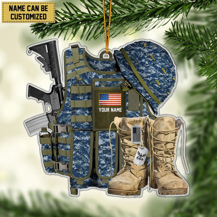 Personalized US Navy Military Uniform Christmas Ornament Christmas Indoor Decorations