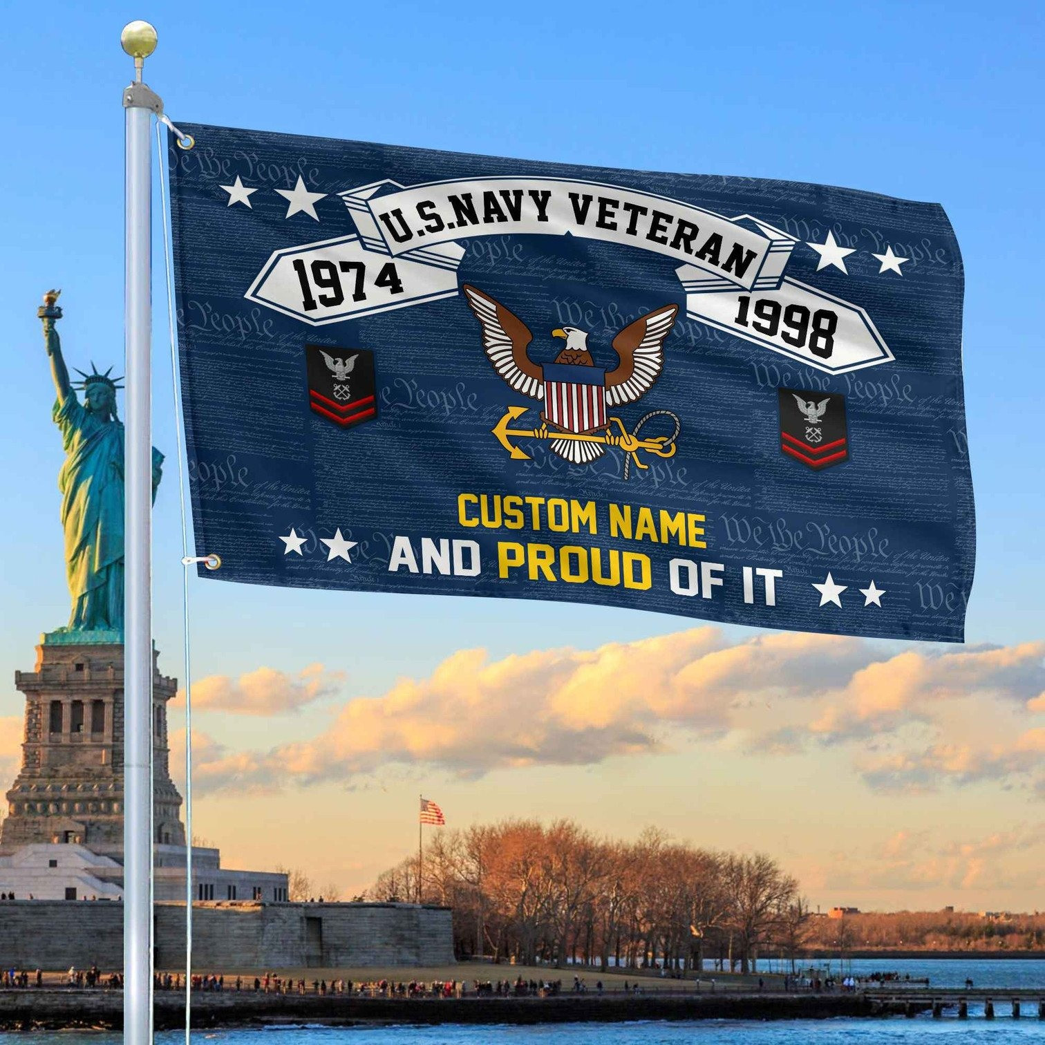 Personalized US Navy Veteran And Proud Of It Flag We The People Flag Gifts For Navy