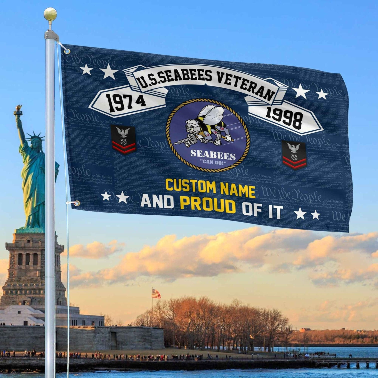 Personalized US Seabees Veteran And Proud Of It Flag We The People Flag Gifts For Seabees