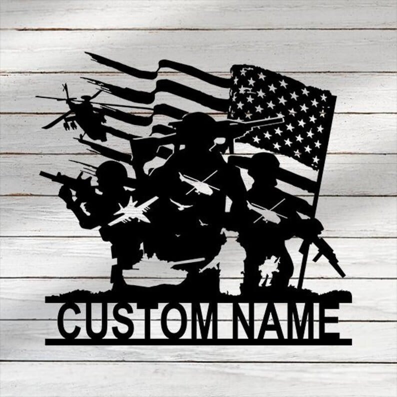 Personalized US Veteran American Flag Metal Sign Patriotic Decor Gifts For Veterans