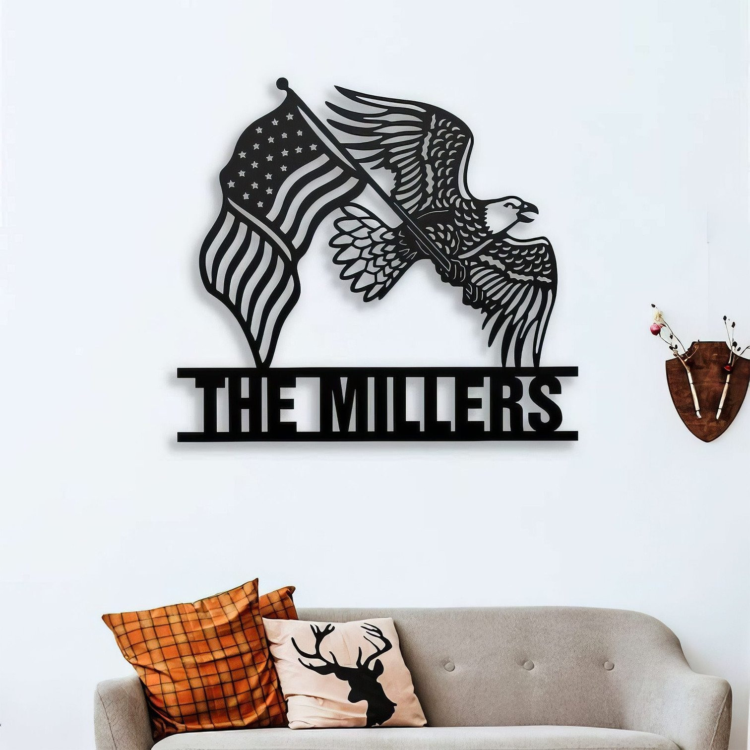 Personalized US Veteran And American Flag Metal Sign Patriotic Wall Decor