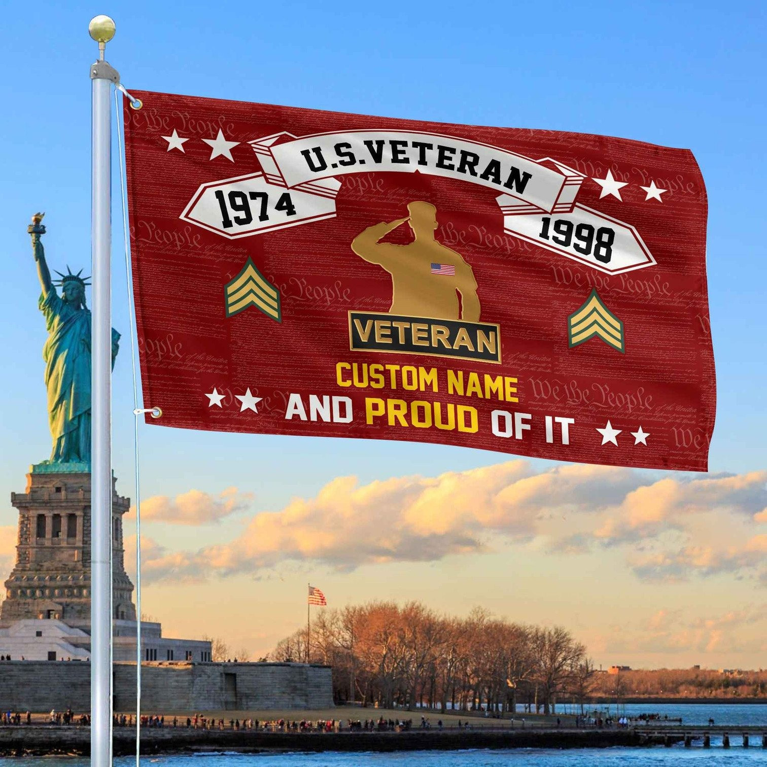 Personalized US Veteran And Proud Of It Flag We The People Flag Gifts For Veteran