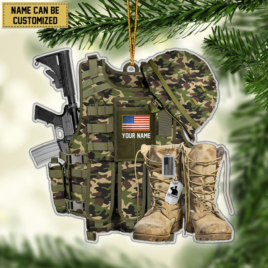 Personalized US Veteran Military Uniform Christmas Ornament Tree Decor Keepsake Xmas Gifts