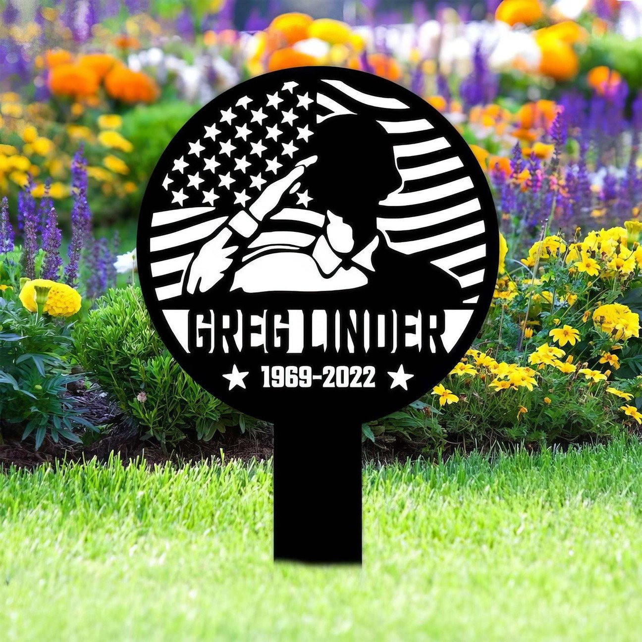 Personalized US Veteran USA Flag Metal Signs Outdoor Patriotic Decor Veteran Day Gifts