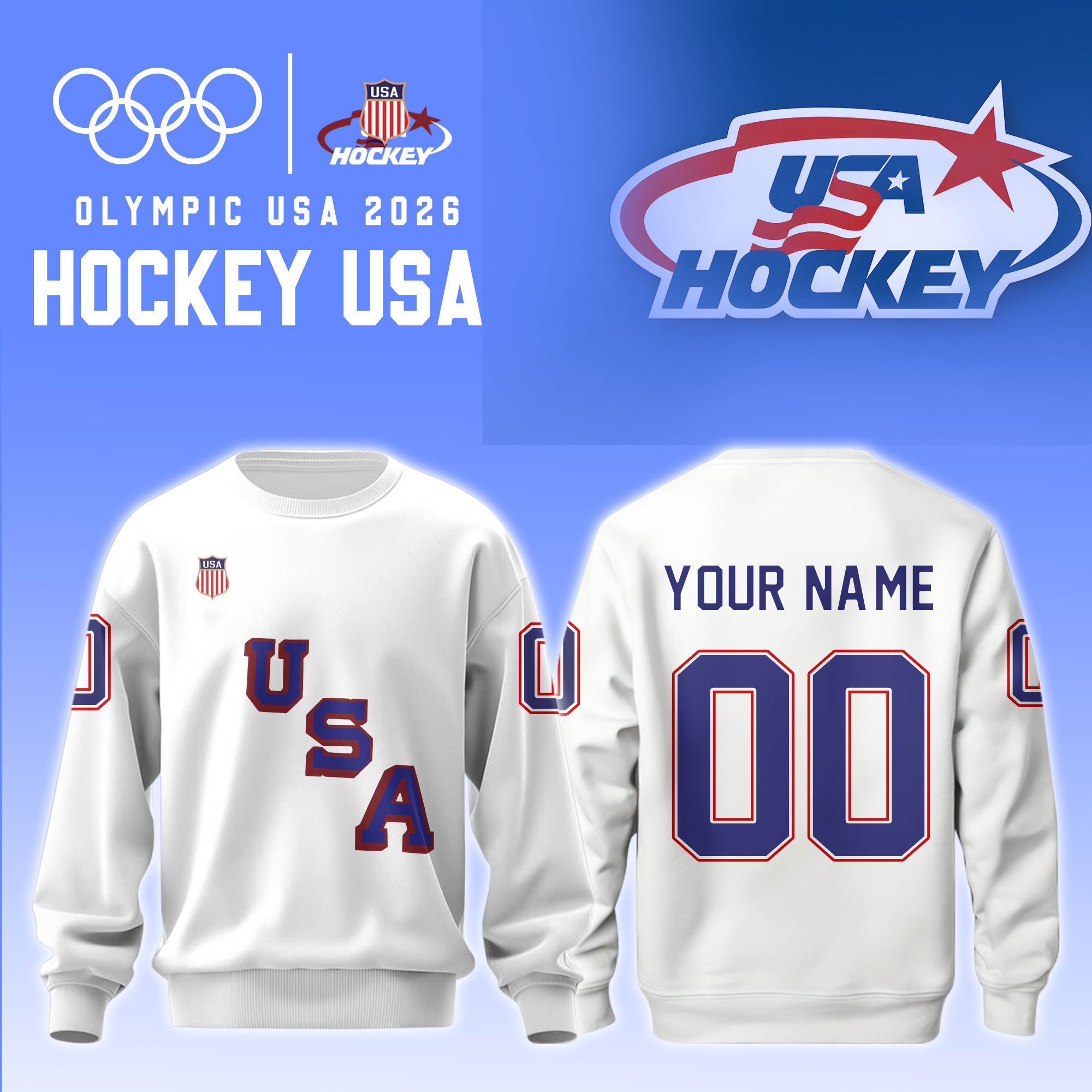 Personalized USA 2026 Olympic Hockey Sweatshirt USA Hockey Gold Apparel Gift For Hockey Lover