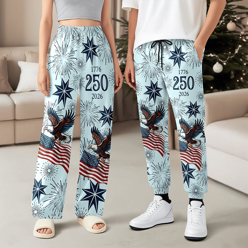 Personalized USA 250 Anniversary Eagle 1776 2026 Sweatpants Fourth Of July Merch