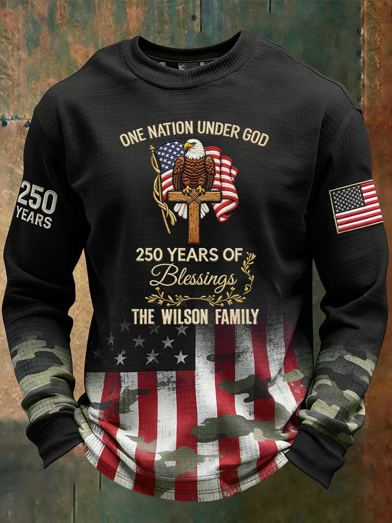 Personalized USA 250 Years Of Blessings Camo Long Sleeve Shirt Clothes For July 4Th Gifts